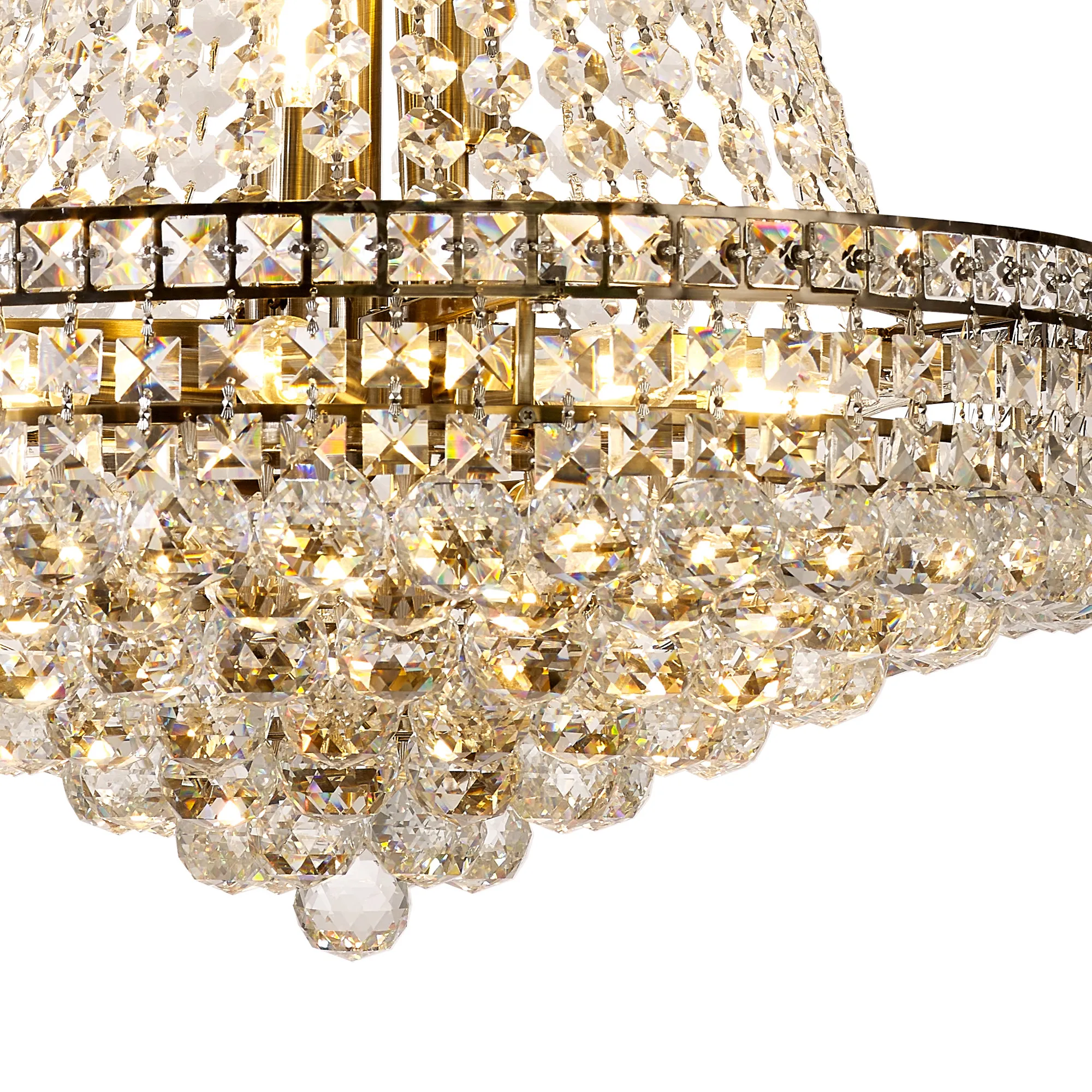 Frances Crystal Chandelier 14 Light (19.8kg) Antique Brass IL32091  Diyas Frances